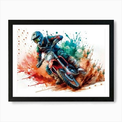 Dirt Bike Rider 4 Kunstdruck gerahmt Wandbild Poster Leinwanddruck Bild