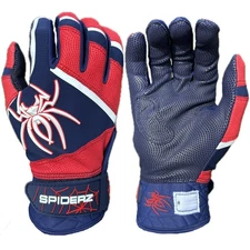 Spiderz 2025 PRO PREMIER Adult Baseball Batting Gloves - Navy/Red/White - Large