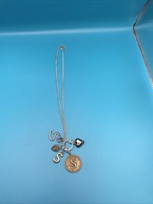 Many Letter  S  Initial Charms Pendants On Silvertone 20  Necklace