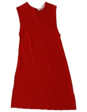 Zara Womens Sleeveless A-Line Dress UK 8 Small Red Viscose AE07