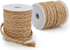 2 Rolls Natural Jute Rope Twine, Braided String for Crafts, Gifts, 10mm Thick...