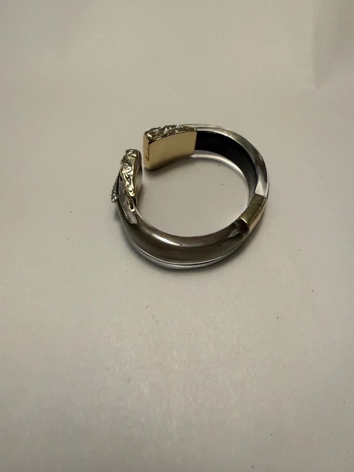 PULSERA BRAZALETE HEBILLA CRISTAL TONO ORO ARRUGADO ALEXIS BITTAR Foto 4 de 4