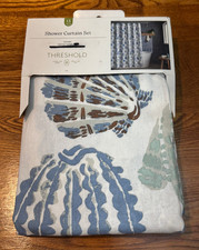 THESHOLD Shower Curtain Coastal Shells Blue M...