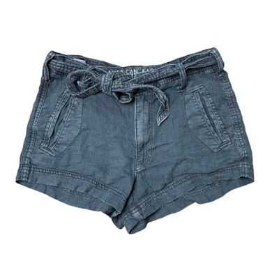 American Eagle Outfitters Size 4 Shorts Linen Blend Tie Belted Charcoal Women s
