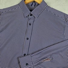 Robert Graham Shirt Mens L Blue Gingham Check Stretch Modern Americana Corpcore