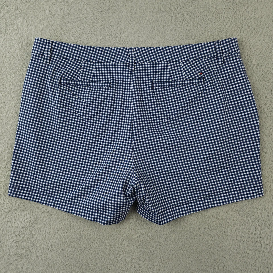 Tommy Hilfiger 短裤女式 18 蓝色白色格子格子斜纹布弹力学院风 — 第 2/4 张图片