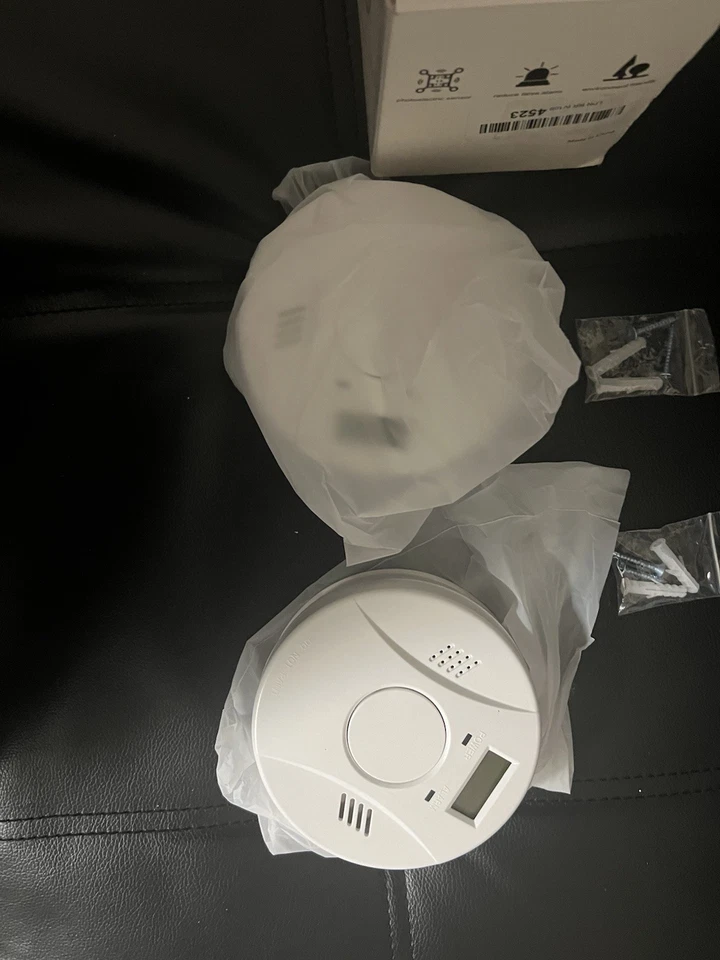 Pack de 2 detectores de alarma de humo, pilas incluidas, caja abierta Foto 3 de 4