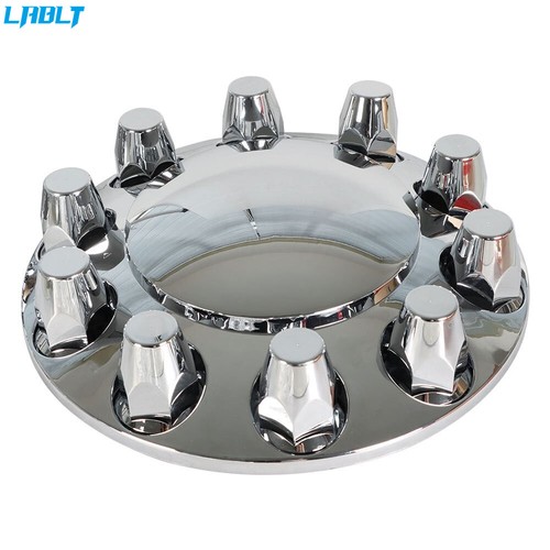 LABLT Chrome Hub Cover Semi Truck Wheel Kit Axle Cover Lug Front & Rear Complete - Picture 3 of 8
