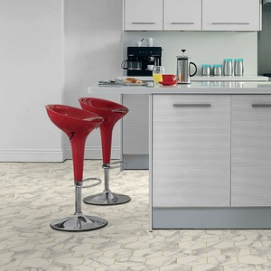 PVC Vinyl Bodenbelag Fliese Marmor Weiß Tarkett 260D Hexagon Gold