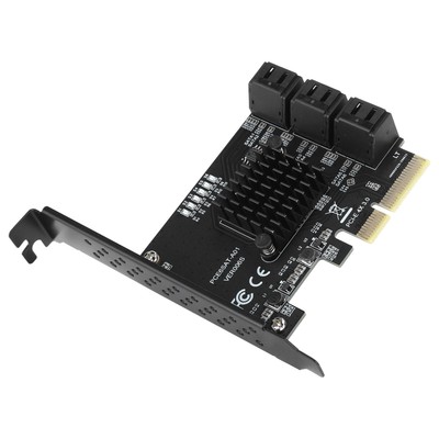 1Pcs PCI-E To 6 Ports SATA 3.0 Controller Expansion Card Adapter 6Gbps For PC