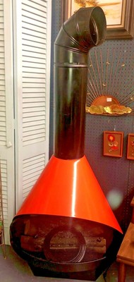 Original Malm Fireplace W Electric Logs Orange Mid Century Modern