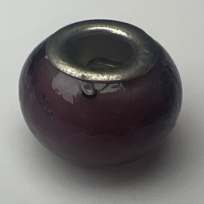 925 Sterling Silber Retro Slide Charm Murano Glas Blase Perle Lila Wirbel