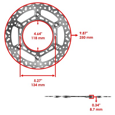 Caltric Front Brake Disc Compatible With Yamaha YZ250 / YZ250F 2002-2016, YZ250X, YZ250FX - View #10