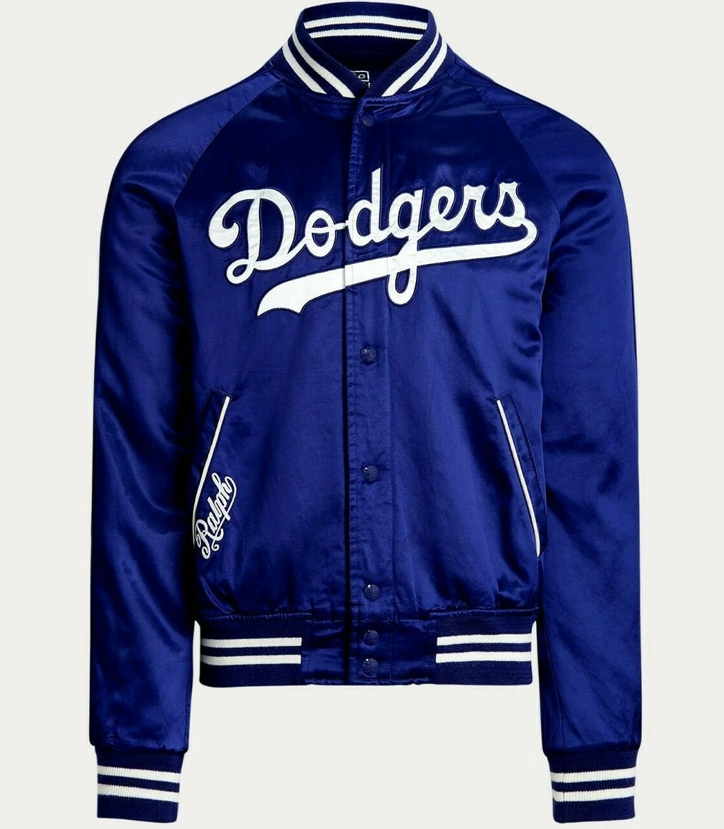 Polo Ralph Lauren MLB LA DODGERS Letterman Baseball Satin Jacket Stadium Unisex