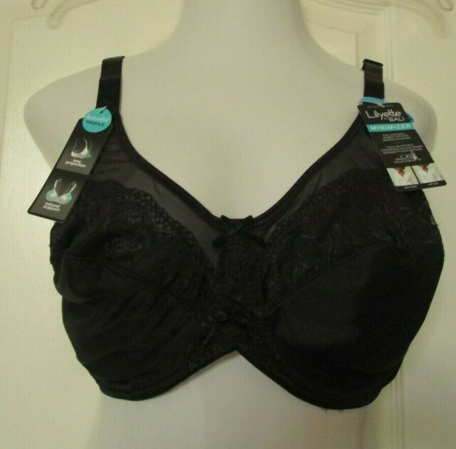 Lilyette Lace Minimizer Underwire Bra Size 42d Black Style 0444 for