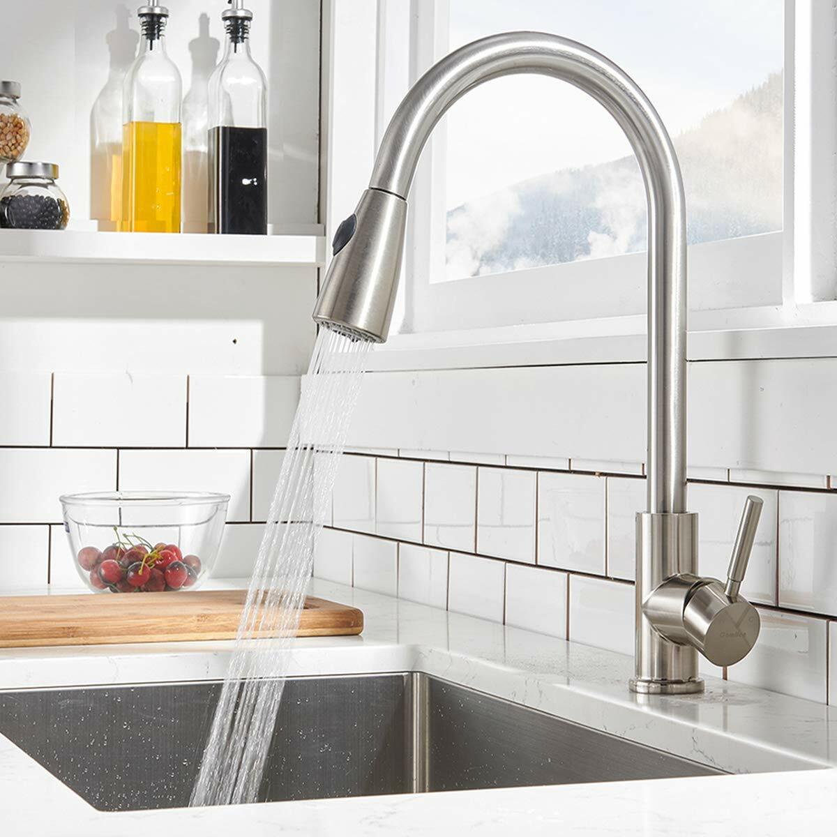 Vapsint Best Modern Lead Free Single Handle Pull Out Kitchen Faucet Brushed For Sale Online Ebay