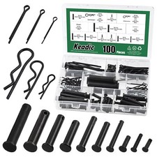 100Pcs Flat Head Cotter Pins Assortment Kit Includes Single Hole Clevis Pin S...
