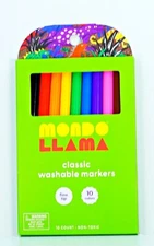 Assorted Classic 10 Washable Markers Draw Art Color Back to School Mondo Llama 