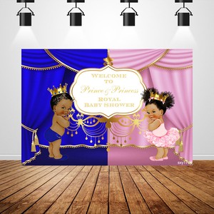 Royal Blue Prince Baby Shower Pink Princess Newborn Backdrop Photo
