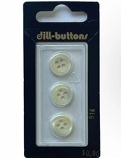 Buttons Ivory Round 4-Hole Plastic 3-Pack 1/2" 13MM Dill No.916 Germany