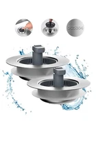 2 Hibbent Upgraded 3 in 1 Kitchen Sink Drain Strainer and StopperCombo, TWO PACK