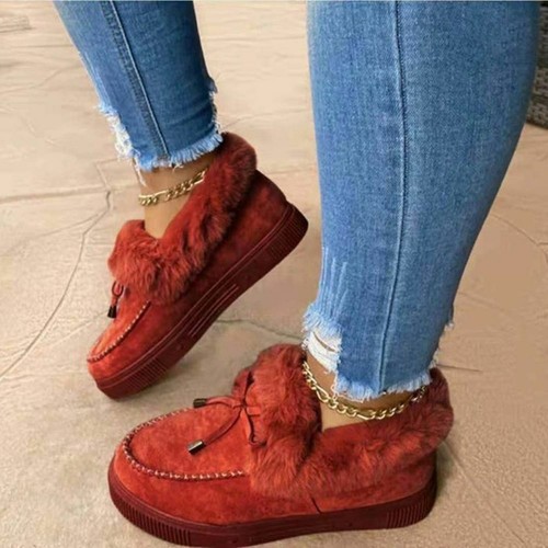 Ladies Womens Faux Fur Lined Warm Winter Moccasin Ankle Bootie Slippers Shoes - Picture 4 of 18