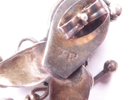 Pendientes colgantes grandes de granate vintage de plata de ley 925 14,6 g - Imagen 5 de 7