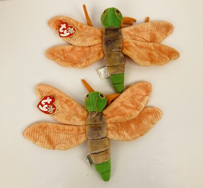 Lot of 2 Beanie Baby Bugs Insects Glow Lightning Bug Year 2000 Both Have Tags