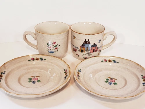 International Stoneware Japan Heartland set of 2 Cups & Saucers 4 Pcs