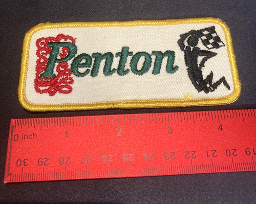 Vtg Embroidered John Penton Motorcycle Bike Racing Hat Patch 4.5" x 2" NOS 1960s - Picture 3 of 3