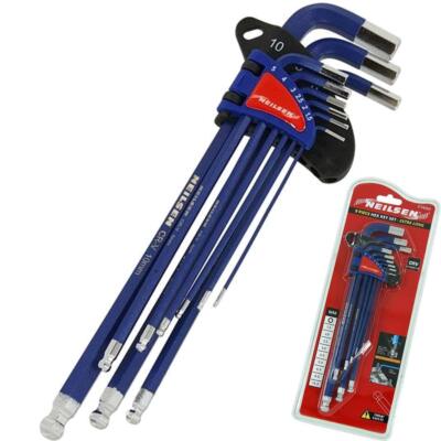 Neilen 9-teilig extra lang metrisch Kugelschreiber Sechskant-Inbusschlüssel-Set Alan 1,5 mm - 10 mm