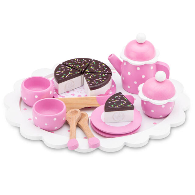 Teeservice Kinder Holz rosa Tee Set Kaffeeservice Kinderküche Zubehör Geschirr