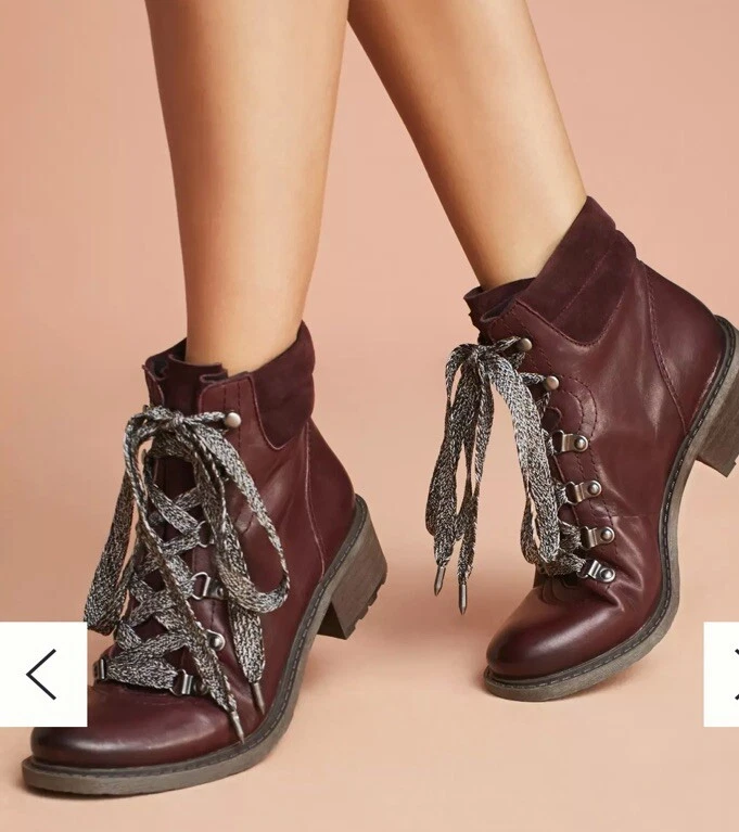 Botas de caminhada Sam Edelman Darrah vinho couro borgonha e camurça tamanho 7/novo sem etiquetas - Imagem 2 de 4