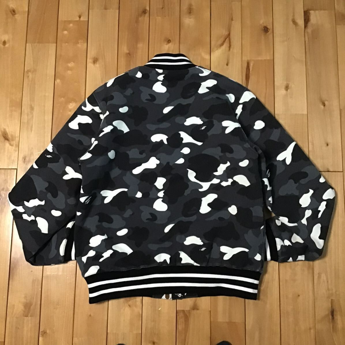 【希少】BAPE City Camo glow in the MA-1ジャケット Glow in the dark BAPE City camo sweat varsity jacket Black A