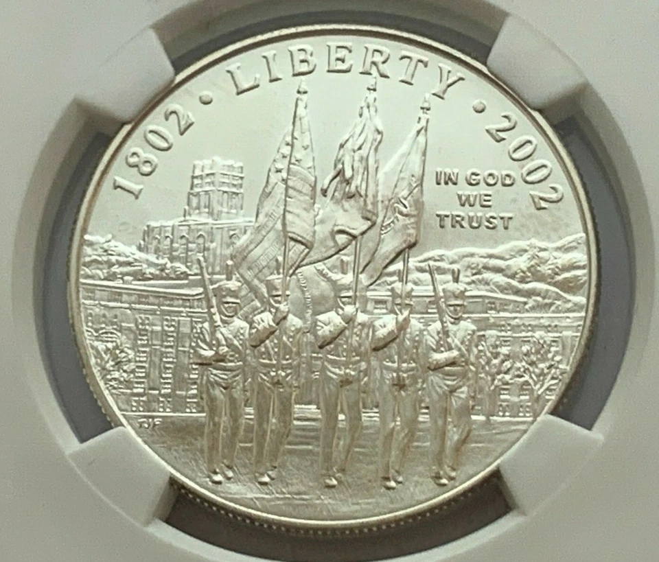 2002 W SILVER WEST POINT MILITARY ACADEMY BICENTENNIAL NGC MS 69 SILVER COIN - Image 2 of 4