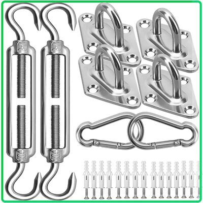 Sun Shade Sail Hardware Kit 6 Inch for Rectangle & Triangle Shade Sail Instal...