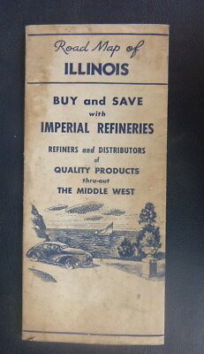 1946 Illinois road  map Imperial Refineries   oil gas