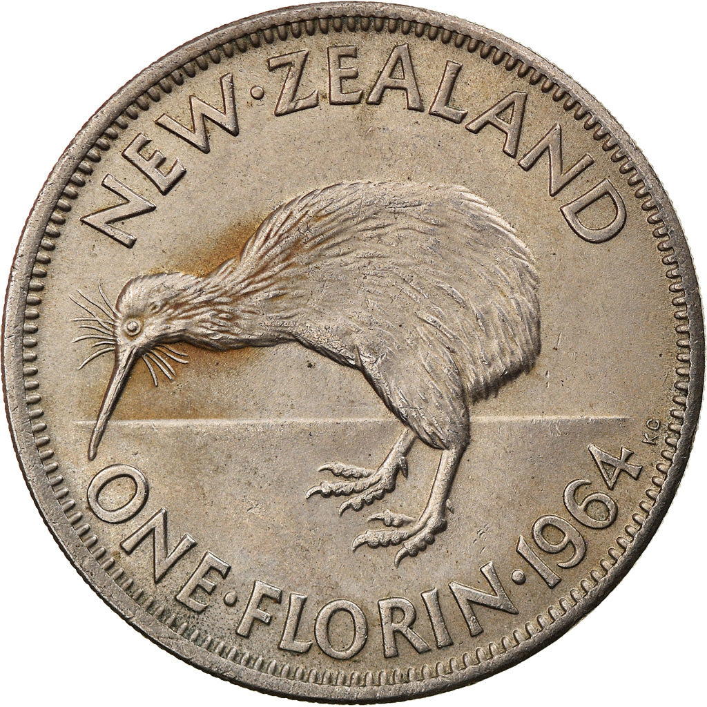 古錢幣 瑞蚨盈祥 New Zealand Coin 1 Florin | Queen Elizabeth II | Kiwi Bird | 1953