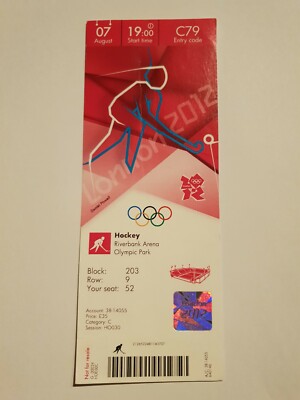 Used Ticket Olympic Games 2012 London Olympia Hockey C79 Spain GBR Germany NZL