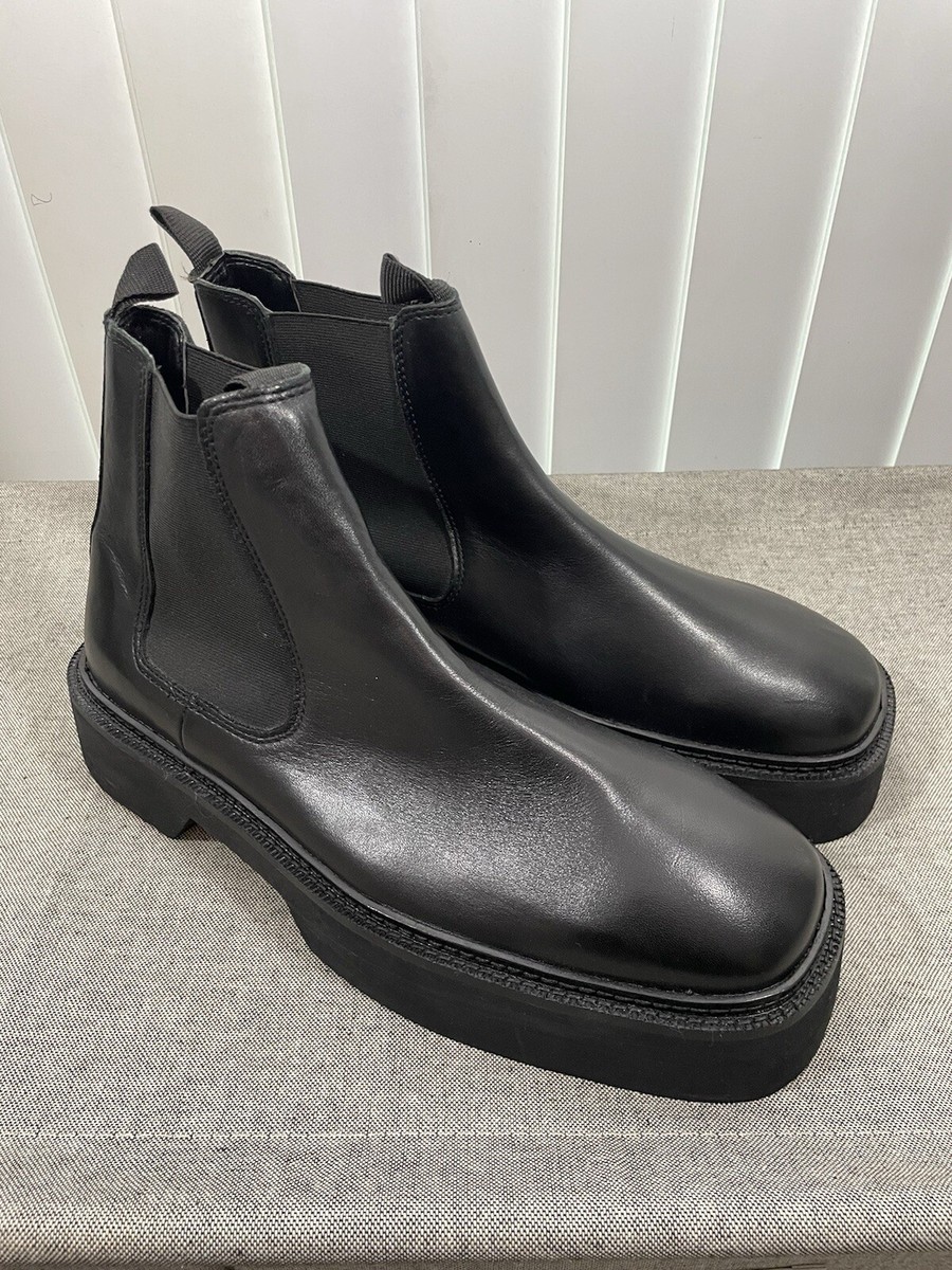 ASOS Design Chelsea Square Toe Chunky Boots Black High Shine  display picture 3