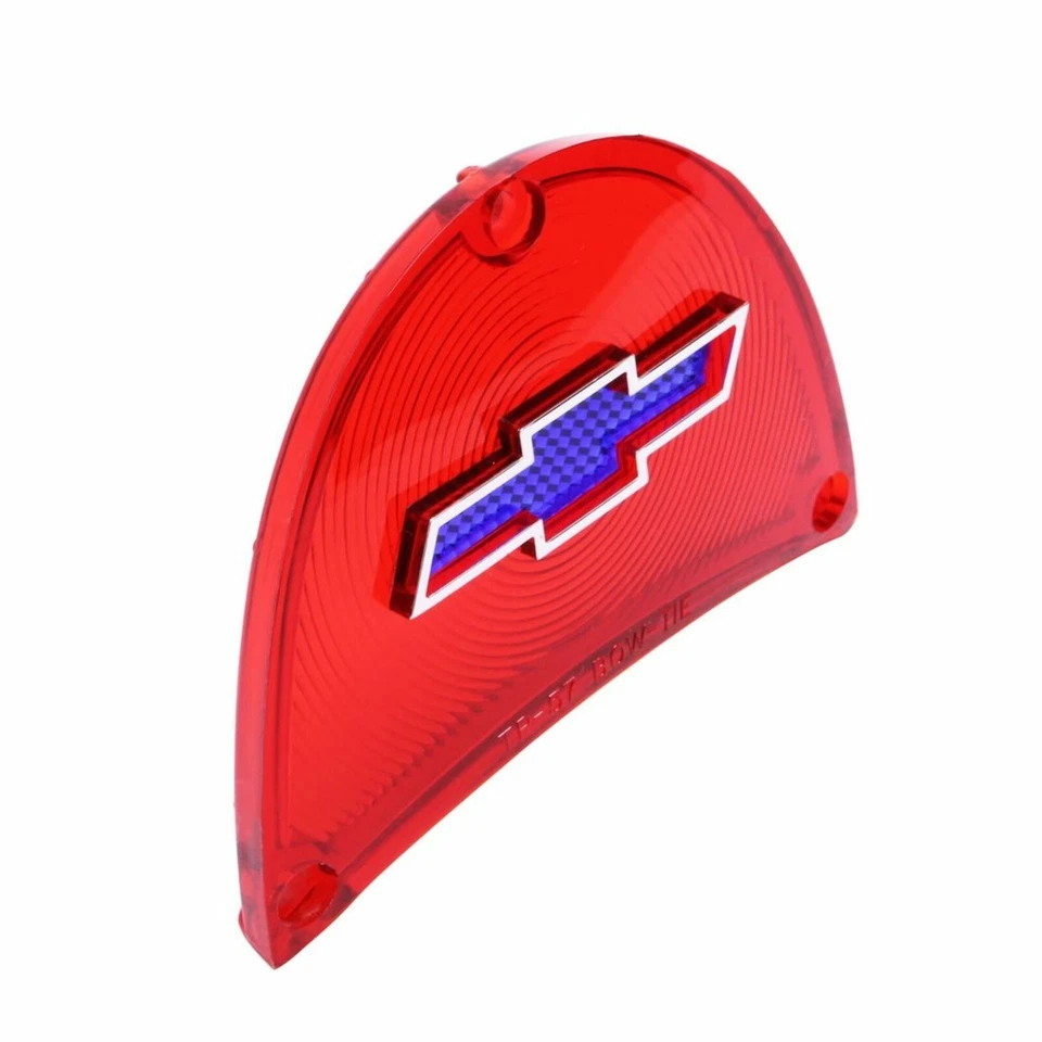 Pair Red Tail Light Lens W/Blue Bowtie & Chrome Trim Parts Fit Bel Air A1480B Foto 3 de 3
