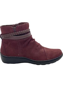 Clarks Collection Suede Ankle Boots Cora Braid Boot Burgundy