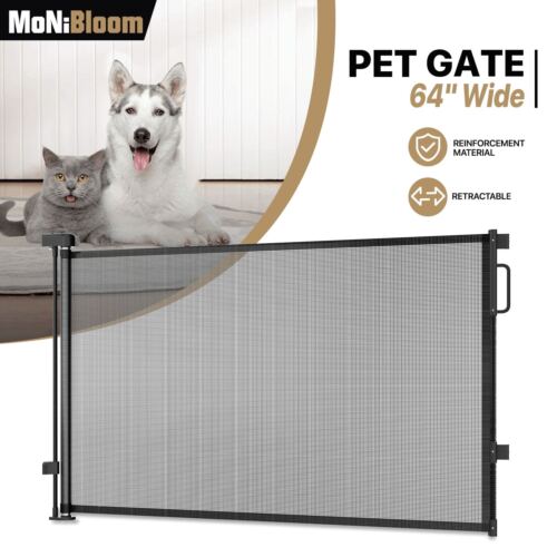 34"H Mesh Dog Gate Baby Safety Stair Guard Doorway Retractable Pet Fence-Popular