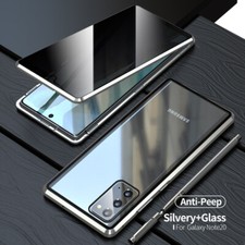 For Samsung S22 Ultra Note20 S21 Metal Magnetic Tempered Glass Anti-Peeping Case
