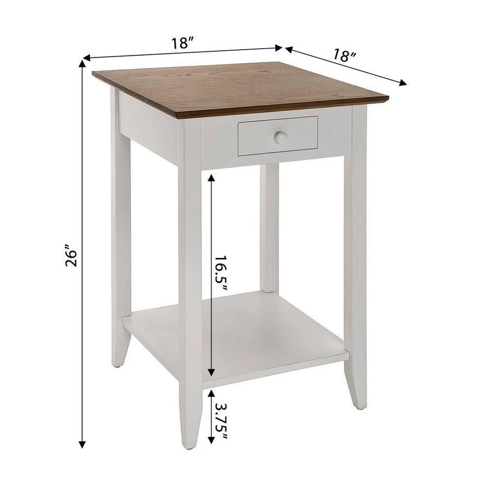 Mesa auxiliar Convenience Concepts 18"x26" MDF madera a la deriva/blanco con cajón + estante Foto 2 de 4