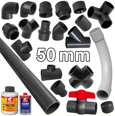 50mm PVC Klebe-Fittings Pool Winkel Muffe Kugelhahn PP PE Klebefittinge Fitting