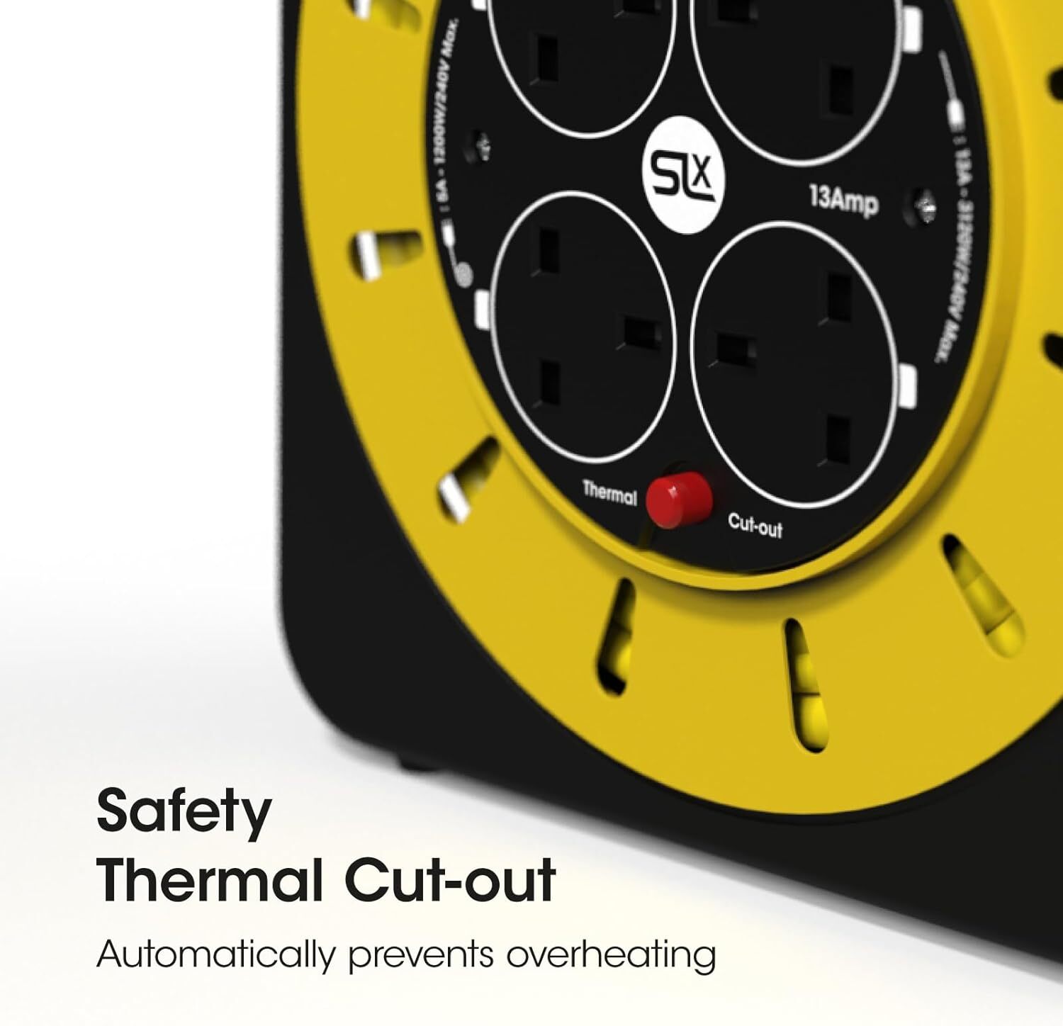 Cable Extension Lead 25m, 4 Socket EasyWind Cassette Reel 13A