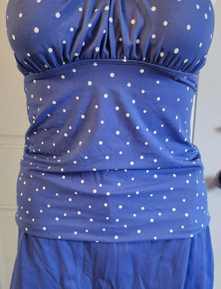 Kim Rogers Women's 2-Piece Swimsuit Tankini Top Skirted Bottom Blue/White Sz XL - Image 3 of 4