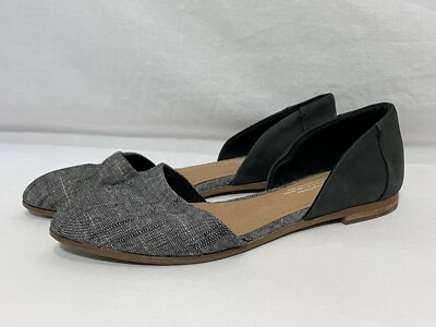 Toms Jutti D'Orsay Flat Shoes Women's Size 7 Leather Canvas Toms Jutti D'Orsay Flat Shoes Women's Size 7 Leather Canvas