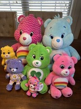 CARE BEARS Plush Lot of 7 Mixed Stuffed All Sizes LOOK Different Years RARE 
